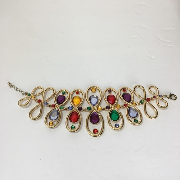 Gold Bracelet and earrings Set with multi colors - Picture 12 of 15